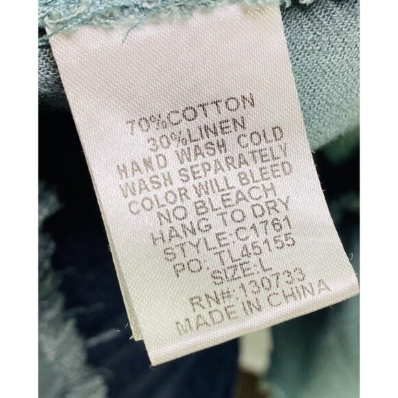 Umgee Teal Green Linen Blend V Neck Sleeveless Raw Hem Ruffle Boho Dress Sz L - Picture 8 of 13